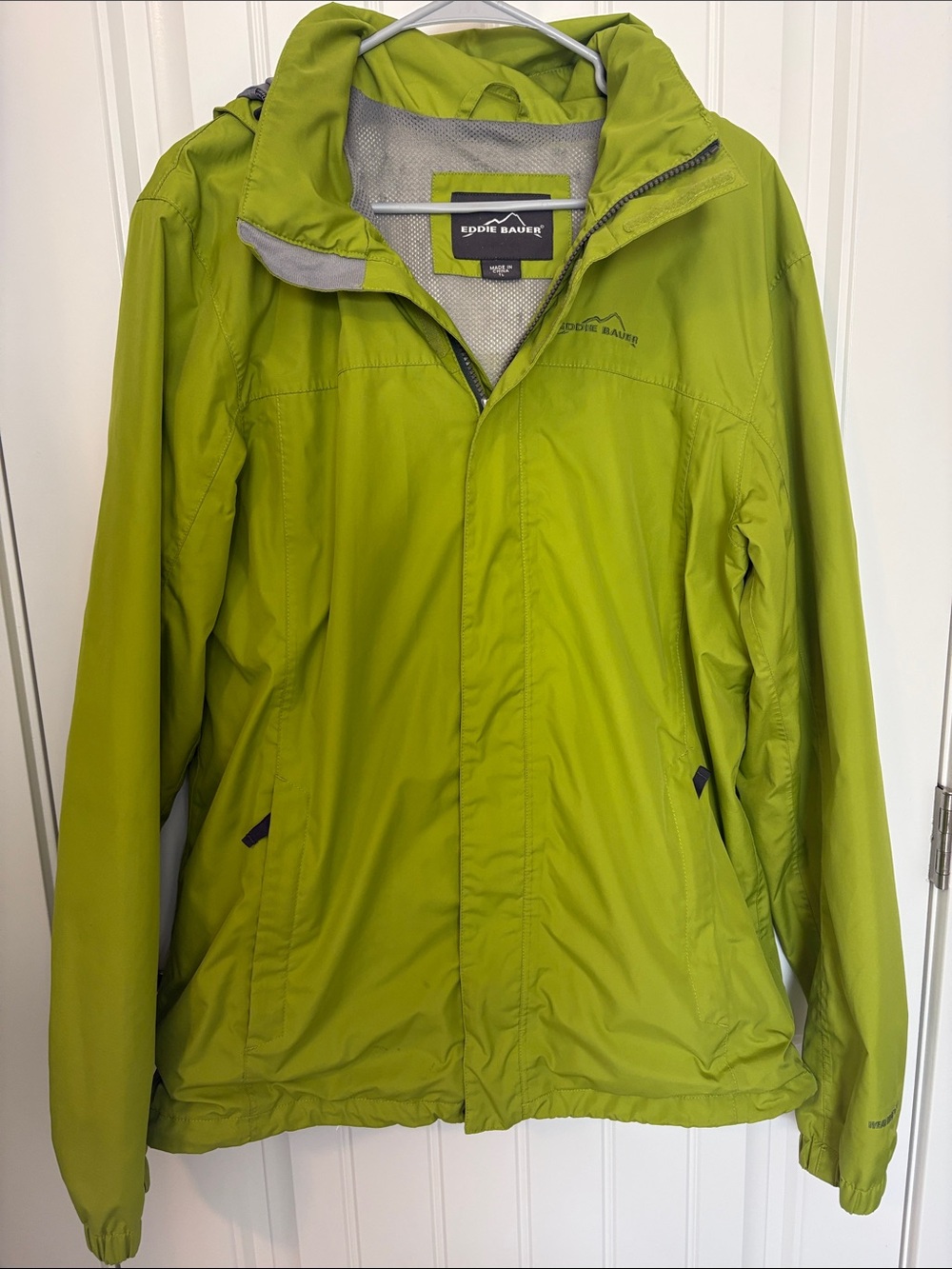 Eddie Bauer Large Tall WeatherEdge Waterproof Rain Jacket Lime Green Hooded